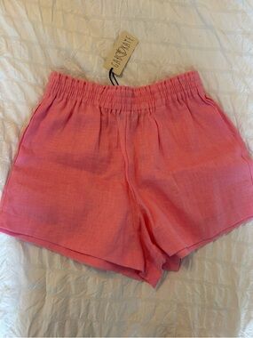 Gab & Kate hot pink paper bag waist shorts